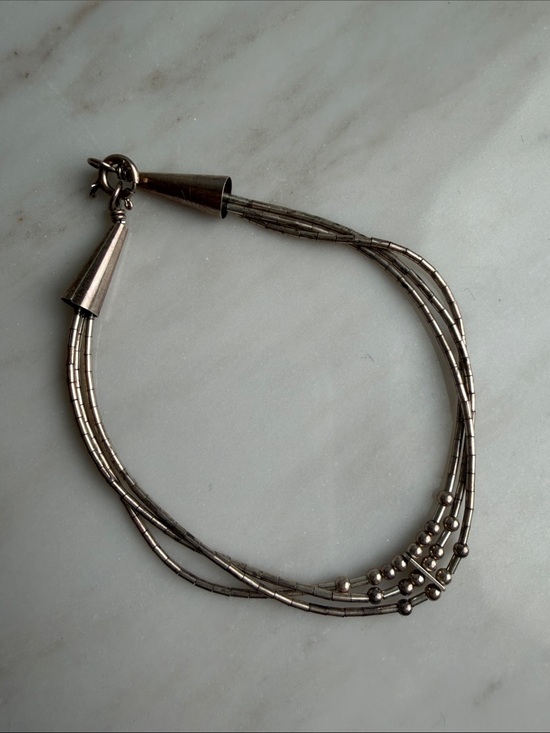 Vintage Jewelry - Vintage Sterling Silver Bead Multi-Strand Bracelet